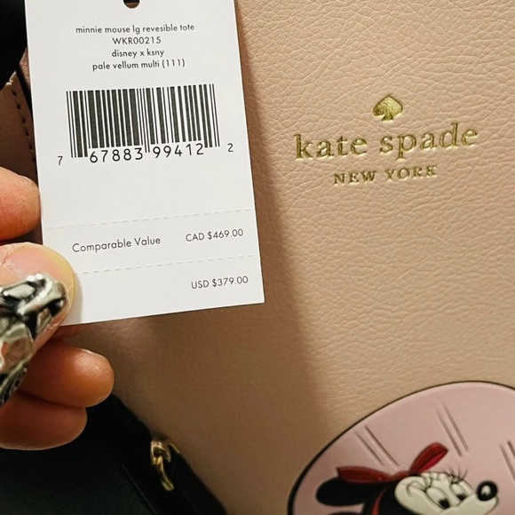 NWT Kate Spade X Disney Minnie Mouse Large Reversible Tote In Pale Vellum Multi - Picture 5 of 12